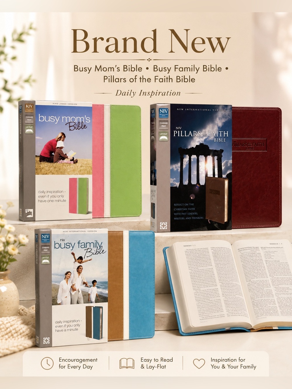 NEW BIBLES for busy moms / family bible leathersoft